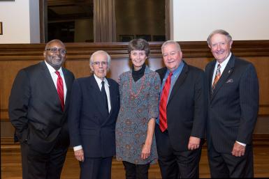From left, recipients Eric Deggans, Bob Shanks, Bonnie Brownlee, Andy Hall and Ken Beckley were honored Nov. 5.