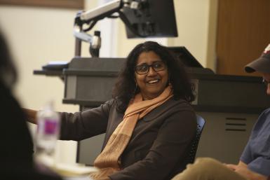 Professor Radhika Parameswaran encouraged applicants to ask relevant and professional questions during interviews. (Emma Knutson | The Media School)
