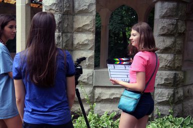 Digital Cinema Academy students prepare to begin filming their thriller short film.