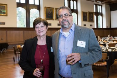 Visiting professor of practice Kathleen Johnston and associate professor Gerry Lanosga pose at the 2017 Distinguished Alumni Awards Ceremony.