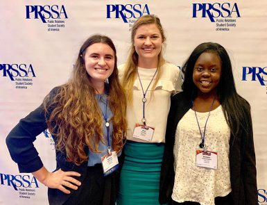 PRSSA members Sydney Heile, Bryn Eudy and Brittney Mwonya at the annual conference in Austin, Texas.