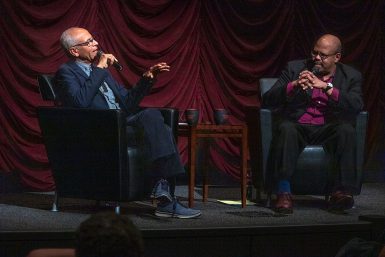 Film critic Sergio Mims interviews Michael Schultz on the IU Cinema stage