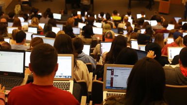 Students in French's class took notes from Pulitzer Prize winning guest speakers. (Emma Knutson | The Media School)