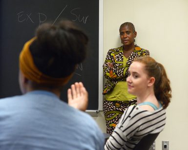 Donna Bryson leads workshop at Ernie Pyle Hall.