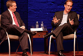 Fox Sports’ Joe Buck and Tim Franklin speaking on stage