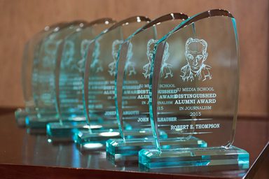 Distinguished Alumni Awards trophies