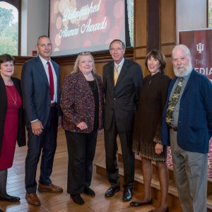 From left, recipients Eric Deggans, Bob Shanks, Bonnie Brownlee, Andy Hall and Ken Beckley