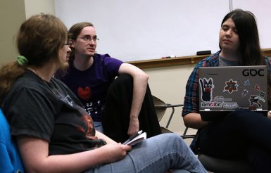 Senior Jordan Coffman advised students to attend some of the diverse panels offered at the Game Developer Conference, which provides a chance for students to meet pros and get ideas they can apply to their own games. (Jill Moore | The Media School)