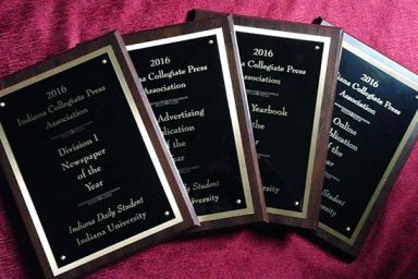Four plaques from the Indiana Collegiate Press Association