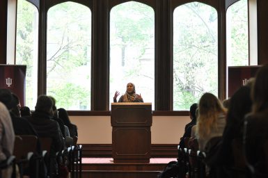 WBUR/NPR reporter Asma Khalid was the final speaker for the Media School's spring Speaker Series. (Michael Williams The Media School)