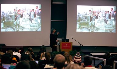 Nickelsberg talked about the dangers to journalists when reporting in conflict zones. "You try to get the best people around you," he said of hiring drivers and translators. "They are the eyes and ears of the terrain.” (Caitlin O'Hara | The Media School)