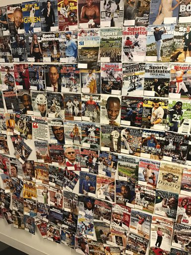 The offices of Sports Illustrated offered lots of scenes of artwork, including these cover. (Jake Preddy | The Media School)