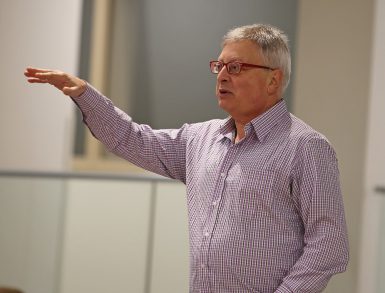 Professor of practice Michael Uslan talked about his Hollywood career after a showing of his 1989 movie <i>Batman.</i> (Emma Knutson | The Media School)