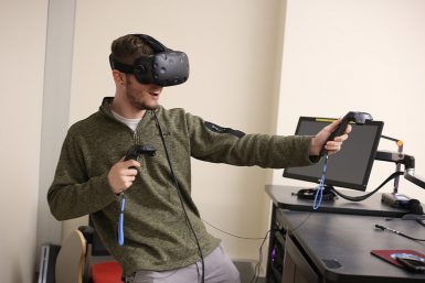 Students are able to check out virtual reality gear to use on their own time from Franklin Hall 052. (Emma Knutson | The Media School)