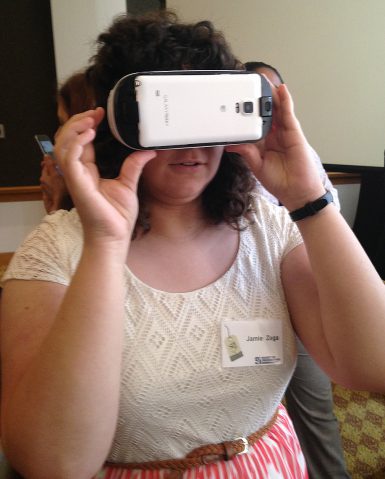 Jamie Zega tried out virtual reality while at the conference. (Courtesy photo)