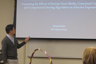 Minchul Kim presented his research on news consumers' choices as part of the school's research talk series.