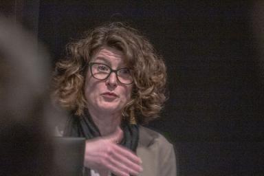 Jennifer M. Fay, BA'91, associate professor of film at Vanderbilt University, gives the Naremore Lecture, “What Cinema Calls Thinking: Arendt and Cavell on Trials.
