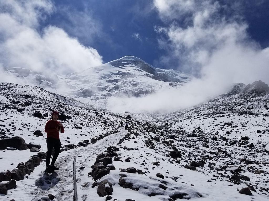 Students climb Mount Chimborazo during the 2019 field experience course Documenting Our Changing World: Ecuador.