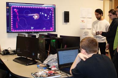 Students playtest a game