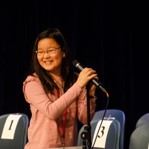 Yena Park on the spelling bee stage