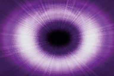 A purple illustration of an eye