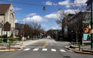 Kirkwood Avenue appears empty March 29 near the Graduate Hotel. Gov. Eric Holcomb issued a stay-at-home order March 23 asking Hoosiers to stay inside. 