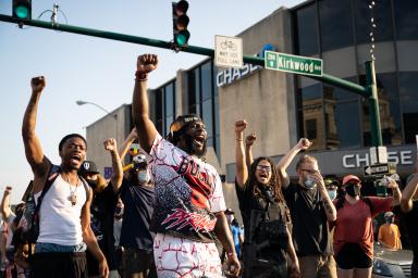 Protestors on Kirkwood Avenue