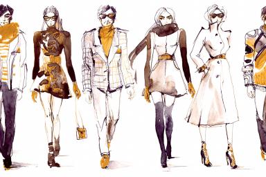 Fashion sketches of eight outfits