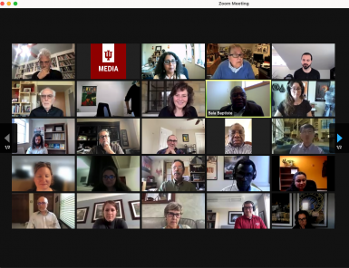 A screenshot of a Zoom call with academic alumni