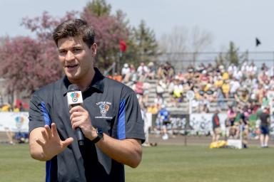 Griffin Gonzalez broadcasting at the Little 500