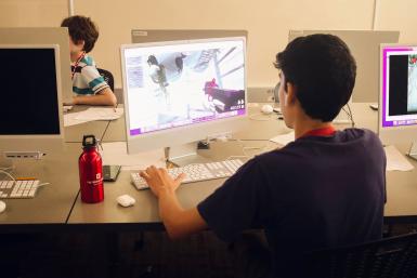 A student uses a computer