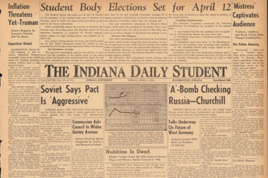 A scan of the Indiana Daily Student newspaper from April 1, 1949.