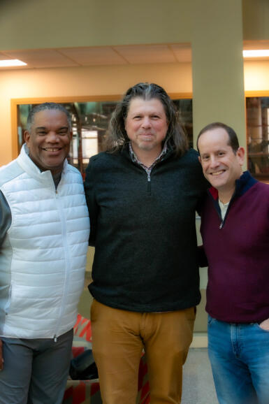 Mark Grant, Galen Clavio, and Ken Mack stand together for a photo.