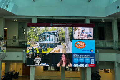 The new Media School screen displaying 5 different visuals split across the screen.